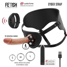 FETISH SUBMISSIVE CYBER STRAP - HARNESS WITH DILDO AND BULLET REMOTE CONTROL WATCHME L TECHNOLOGY